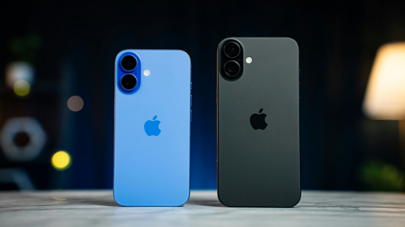 iPhone 16 in blue and black